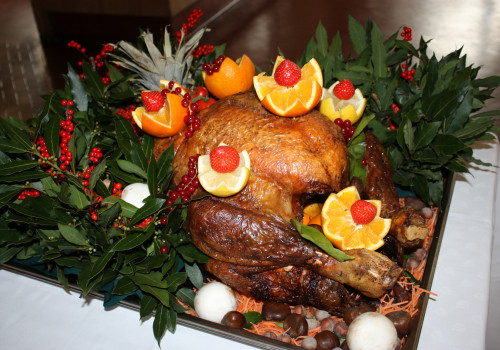 The College's Thanksgiving Turkey takes pride of place in the refectory.