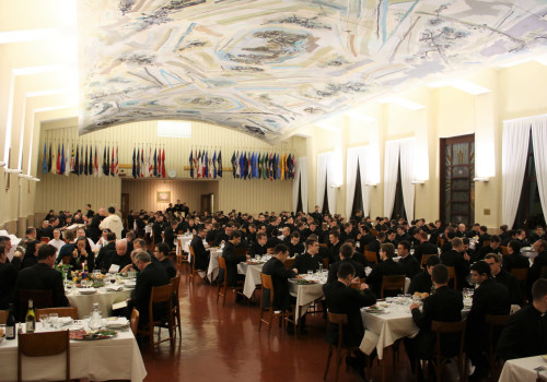 After Mass, the College community gathered for a festive meal in celebration of Msgr. Checchio's departure as rector.