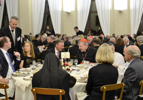 Cardinal Pell's table, with the dinner in progress.