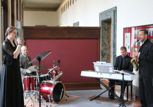 Guests enjoyed some pre-dinner jazz music courtesy of Director of Music Leon Griesbach, his wife Cassie Griesbach, and Deacons Garrett Ahlers and Brian Lenz.