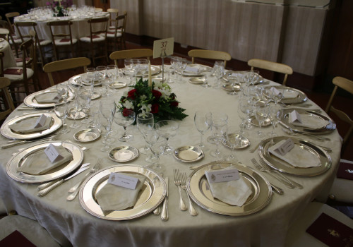 A typical place setting, ready to serve the hundreds of guests, supporters, friends, and benefactors of the College for the special night.