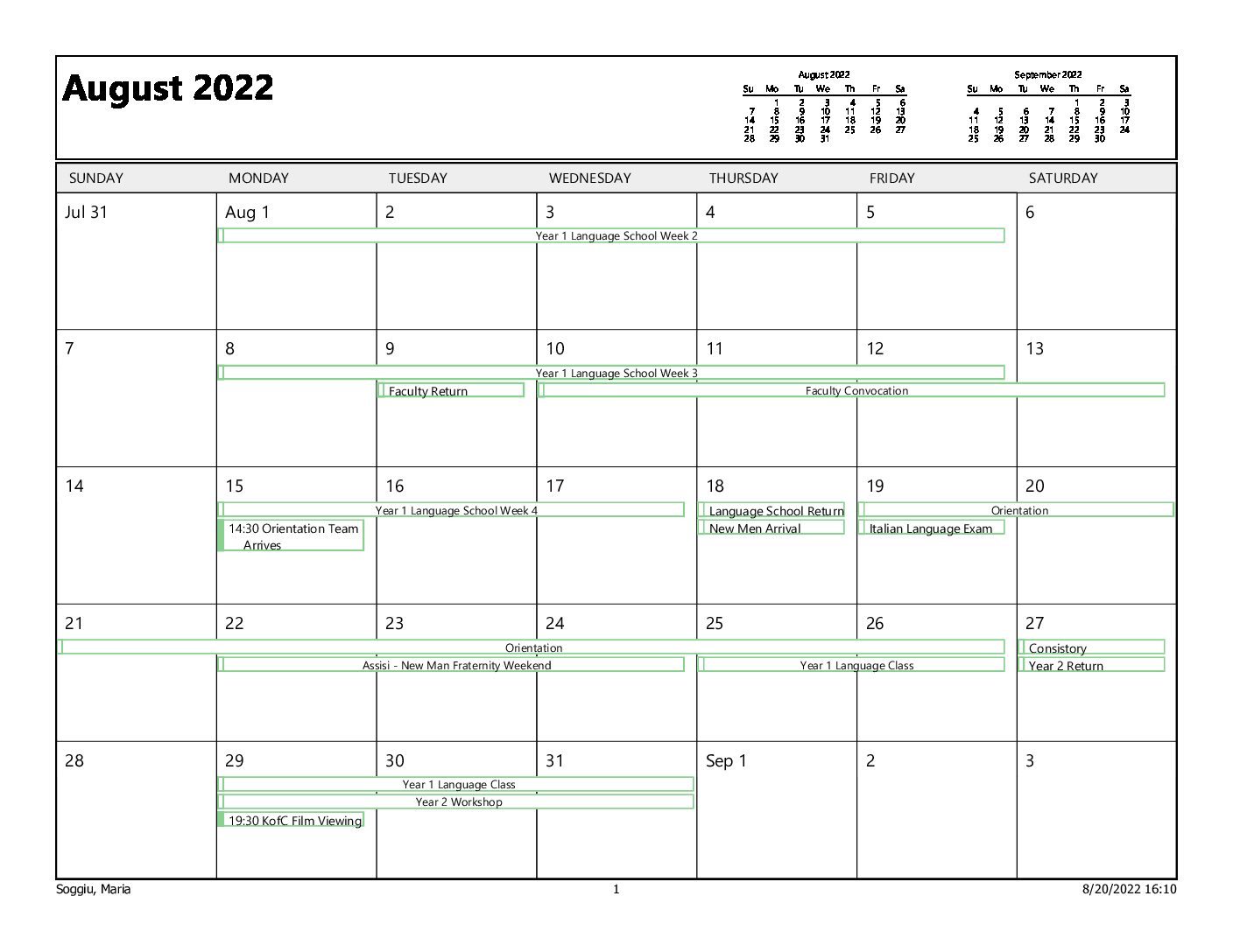 PNAC House Calendar 2022-2023 FINAL 08.20.22 – Pontifical North American College