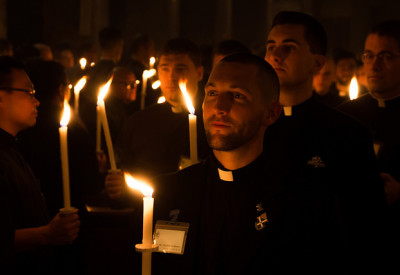 Deacon Stephen Gadberry (Little Rock) at the College Vigil, the night before the ordination of many of his classmates to the diaconate.